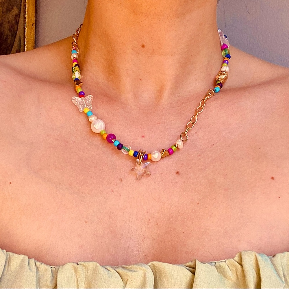 Martha Calvo inspired gold beaded necklace